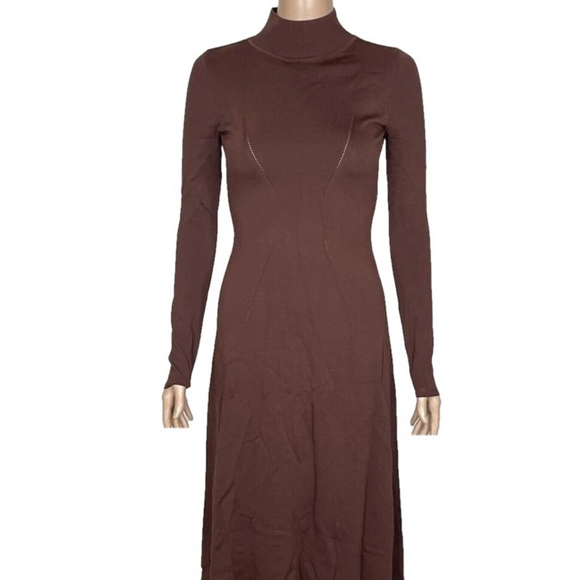 NEW SOLID & STRIPED Dress The Payton Long Sleeve Open Back Size XS Nutmeg - Picture 1 of 5